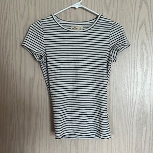 Black and white striped Hollister tee